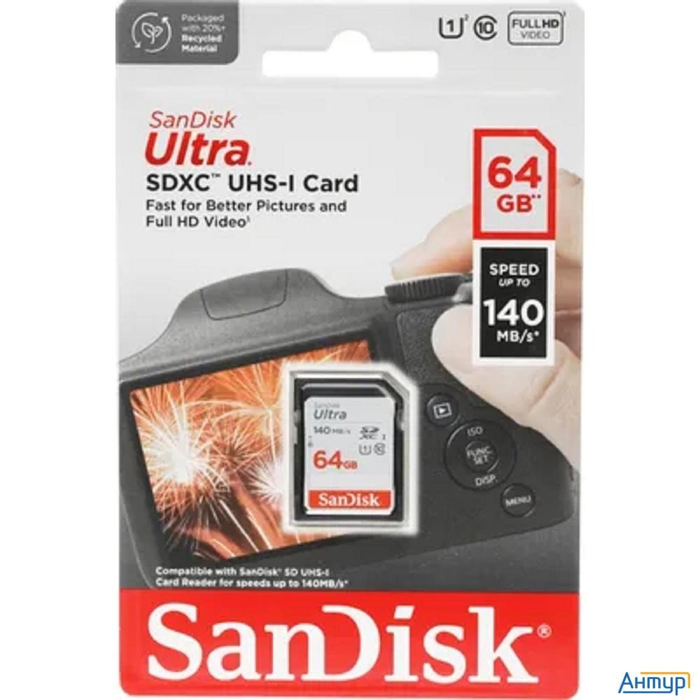 Securedigital 64gb Sandisk Ultra Sdxc Class 10 Uhs-i U1 Ultra R 140mb/s <sdsdunb-064g-gn6in>