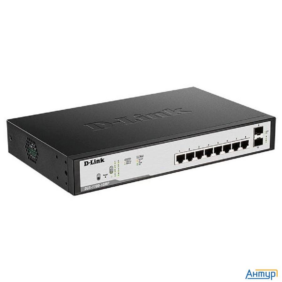 D-link Dgs-1100-10mpv2/a3a Настраиваемый L2 коммутатор с 8 портами 10/100/1000base-t и 2 портами 100