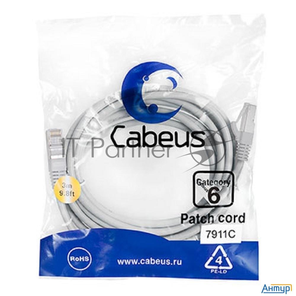 Патч-корд Ftp, категория 6, F/utp экранированный, Lszh, 3 м, серый Cabeus Pc-ftp-rj45-cat.6-3m-lszh