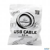 Кабель Gembird/cablexpert Ccf2-usb2-amaf-15 Usb 2.0  , Am/af, 4.5м, экран, 2феррит.кольца, черный, п