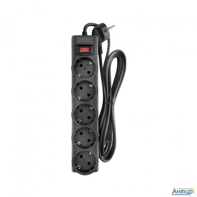 Cbr Сетевой фильтр Csf 2505-3.0 Black Pc, 5 евророзеток, длина кабеля 3 метра, цвет чёрный (пакет)