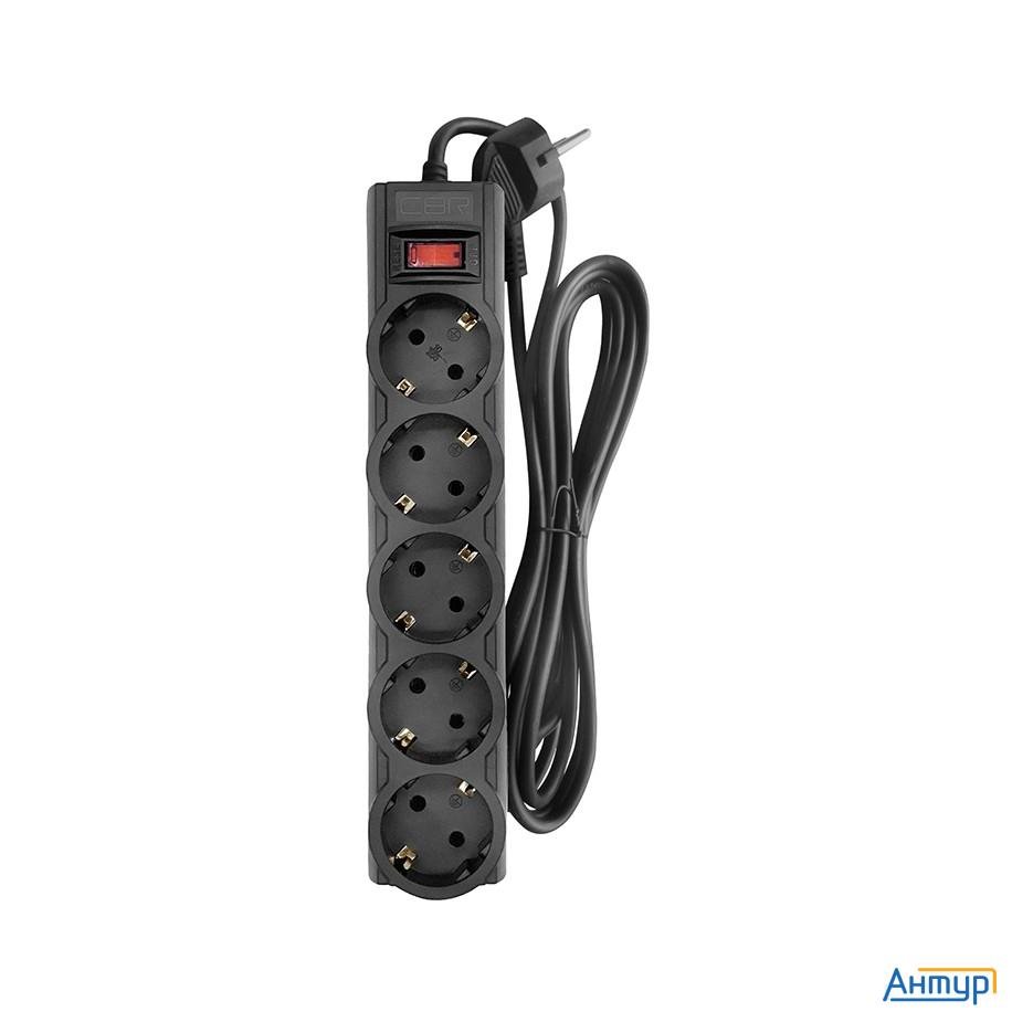 Cbr Сетевой фильтр Csf 2505-3.0 Black Pc, 5 евророзеток, длина кабеля 3 метра, цвет чёрный (пакет)