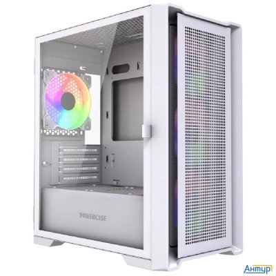 Powercase Alisio Micro X4w V2 Le, Tempered Glass, 4х 120mm Argb Pwm Fans, белый, Matx [без встроенно