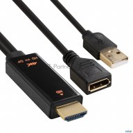 Конвертер Hdmi-displayport Exegate Ex-a-hdmim-dpfu2-0.15 (19m/u2am+20f, с питанием Usb2.0)