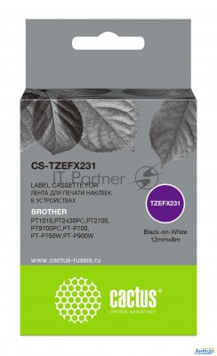 Картридж ленточный Cactus Cs-tzefx231 черный для Brother 1010/1280/1280vp/2700vp