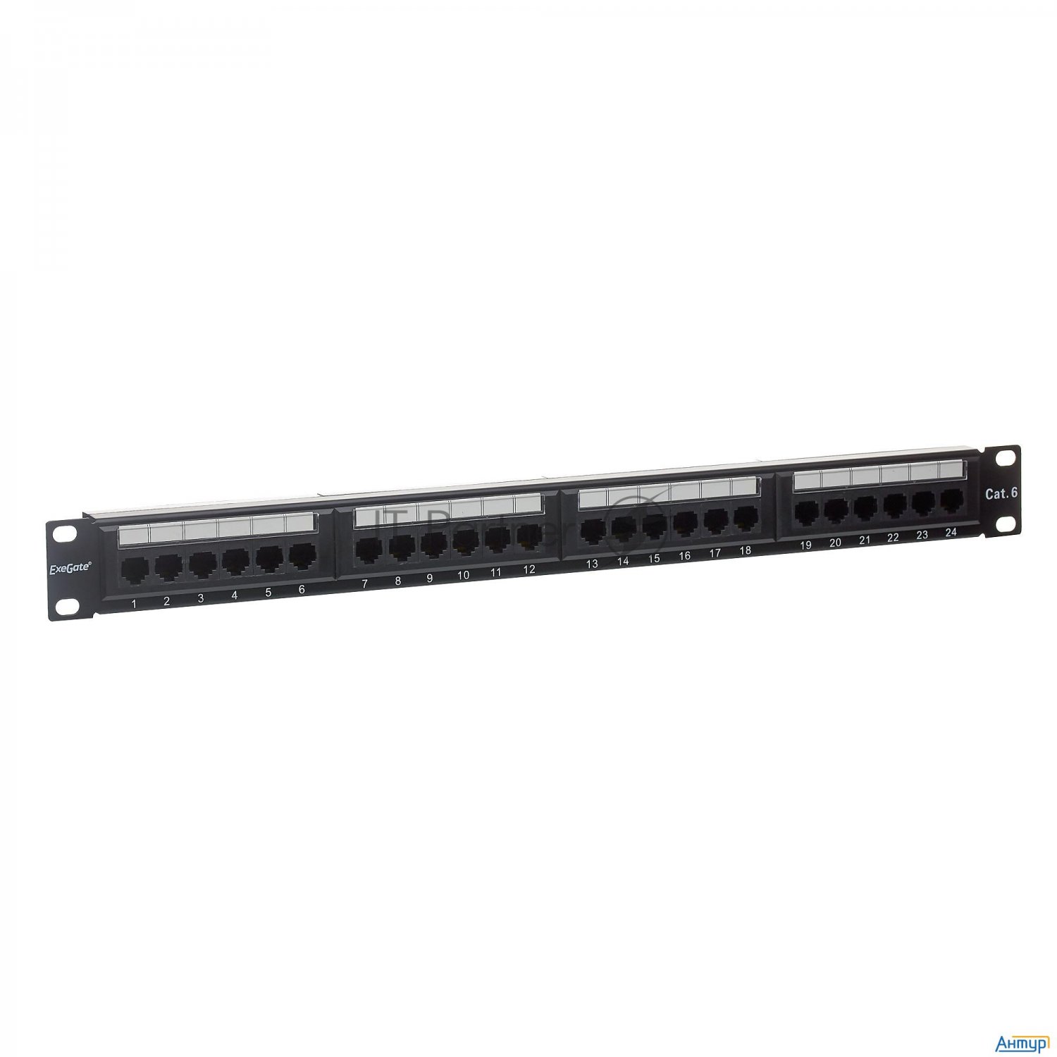 Патч-панель Utp 19" 24 Port кат.6 Exegate разъём Krone&110 (dual Idc), 1u, Rohs, цвет черный