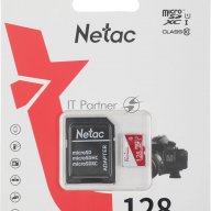 Карта памяти Netac P500 Eco 128gb Microsdxc U1/c10 Up To 80mb/s, Retail Pack With Sd Adapter