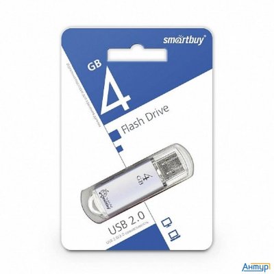 Smartbuy Usb Drive 4gb V-cut Series Silver Sb4gbvc-s