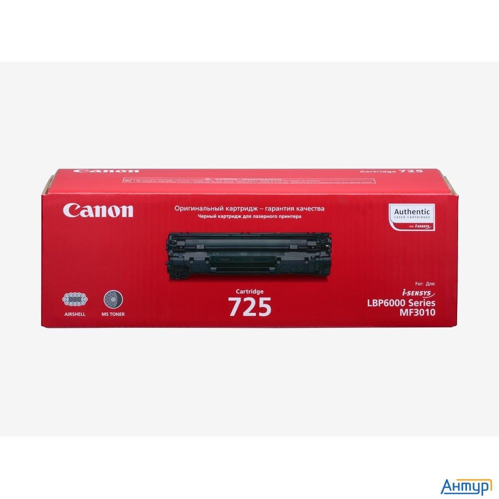 Canon Cartridge 725 3484b005/3484b002 Картридж для Lbp 6000/6000b/mf3010, Черный, 1600 стр.