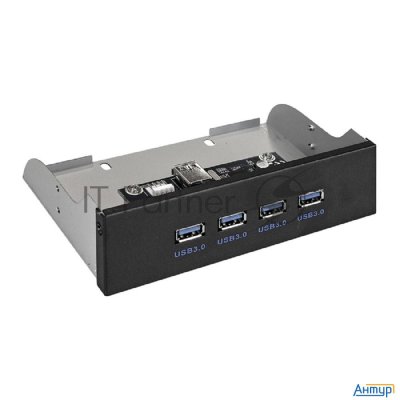 Планка Usb на переднюю панель Exegate Ex289290rus Exegate U5h-625, 5,25", 4*usb3.0, черная, металл,