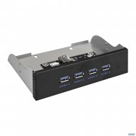 Планка Usb на переднюю панель Exegate Ex289290rus Exegate U5h-625, 5,25", 4*usb3.0, черная, металл,