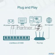 Tp-link Ls1005 5-портовый 10/100 Мбит/с неуправляемый коммутатор, 5 портов Rj45 10/100 Мбит/с