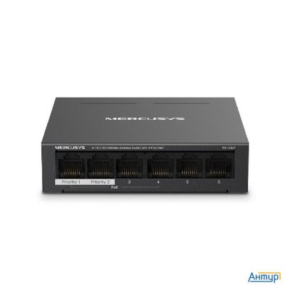 Mercusys Ms106lp Настольный коммутатор с 6 портами 10/100 Мбит/с (4 порта Poe+)