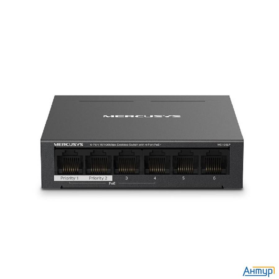 Mercusys Ms106lp Настольный коммутатор с 6 портами 10/100 Мбит/с (4 порта Poe+)