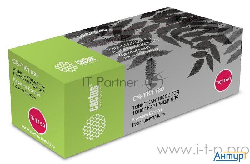 Тонер Картридж Cactus Cs Tk1160 черный  7200стр.  для Kyocera Ecosys P2040dn/p2040dw
