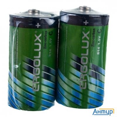 Ergolux R14  Sr2 (r14sr2, батарейка,1.5В)(2 шт. в уп-ке)