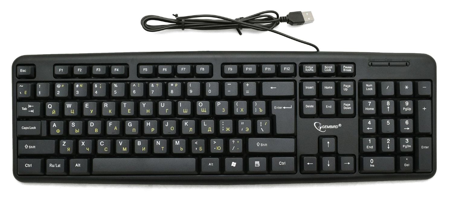 Keyboard Gembird Kb-8320uxl-bl, черный, Usb, кабель 2 м., 104 клавиши