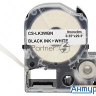 Картридж ленточный Cactus Cs-lk3wbn черный, 9мм, 9м для Epson Lw300/lw400/lw700/lw600p/lw1000p/k400/