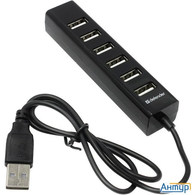 Defender Универсальный Usb разветвитель Quadro Swift Usb2.0, 7 портов (83203)