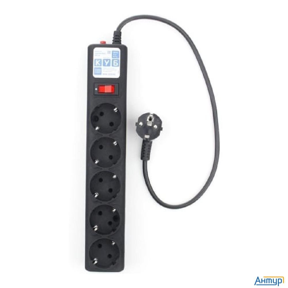 Powercube Фильтр-удлинитель 0.5м, 5 розеток,10А (spg5-С1), черный графит {20850}