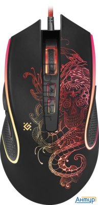 Мышь проводная чёрная Defender Venom (8 кнопок, 3200 Dpi, Rgb подсветка, Usb, коврик, Gm-640l)