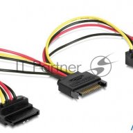 Кабель Gembird/cablexpert Кабель питания Sata, 15см, 15pin (m)/2x15pin(f) на 2 Sata устройства, угло