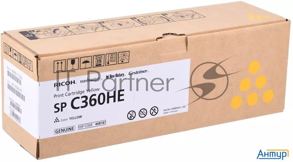 Ricoh 408187 Принт-картридж Sp C360he желтый (sp C360dnw/sp C360snw/sp C360sfnw/sp C361sfnw, (6000 с