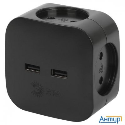 ЭРА Б0049536 Разветвитель электрический Sp-4-usb-b на 4 розетки 220v + 2xusb 2400ma, без заземл 10А
