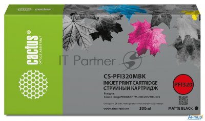 Картридж струйный Cactus Cs-pfi320mbk черный матовый (300мл) для Canon Imageprograf Tm-200/tm-200 Mf