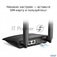 Роутер беспроводной Tp-link Tl-mr100 N300 10/100base-tx/4g(3g) Cat.4 черный