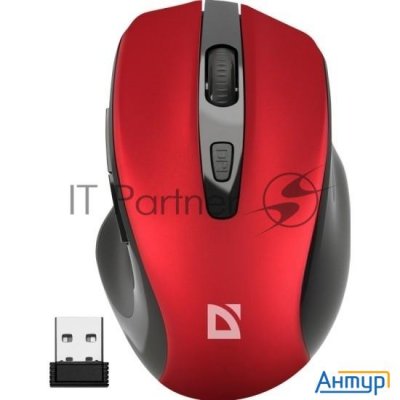 Мышь Defender беспроводная оптическая Prime Mb-053, Usb, 800/1200/1600 Dpi, красный.