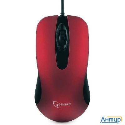 Gembird Mop-400-r красный Usb (Мышь, бесшумный клик, 2 кнопки+колесо кнопка, 1000 Dpi,  Soft-touch,