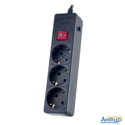 Perfeo Сетевой фильтр "power+",pf_a4668 (5,0м, 3 розетки, черный (pf-pp-3/5,0-b))