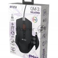 Игровая мышь чёрная Hiper Qm-3 Solatris (usb, 12 кнопок, 10800 Dpi, Pmw3366, Omron, Rgb подсветка, р