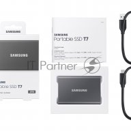 Твердотельный накопитель Samsung Ssd 2tb T7, Usb Type-c, R/w 1000/1050mb/s, Titanium