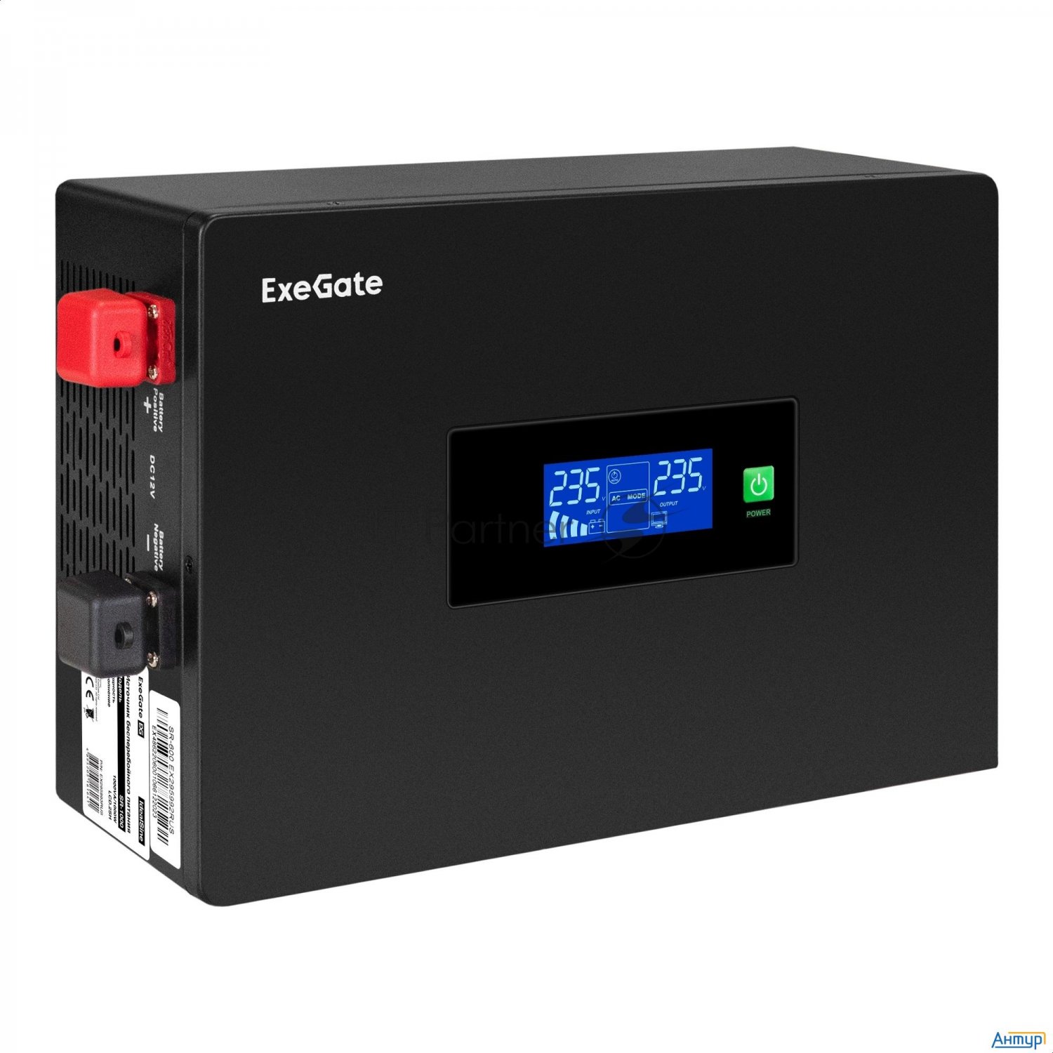 ИБП (инвертор, синус, для котла, Pf=1, настенный) Exegate Idealsine Sr-1000.lcd.2sh  <1000va/1000w,