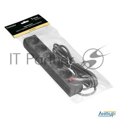 Удлинитель Exegate Ex279357rus Ec-5-3b (5 розеток, 3м, евровилка, черный)