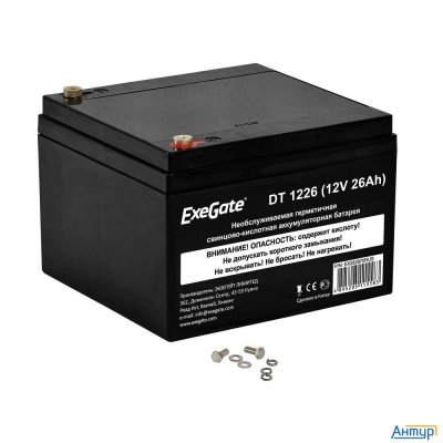 Exegate Ex282970rus Аккумуляторная батарея Dt 1226 (12v 26ah, клеммы F3 (болт М5 с гайкой))