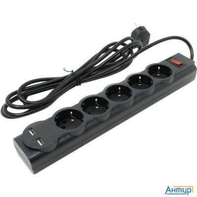 Defender Фильтр Dfs 753 3.0 м, 5 розеток, 2xusb, 2.1a (99753)
