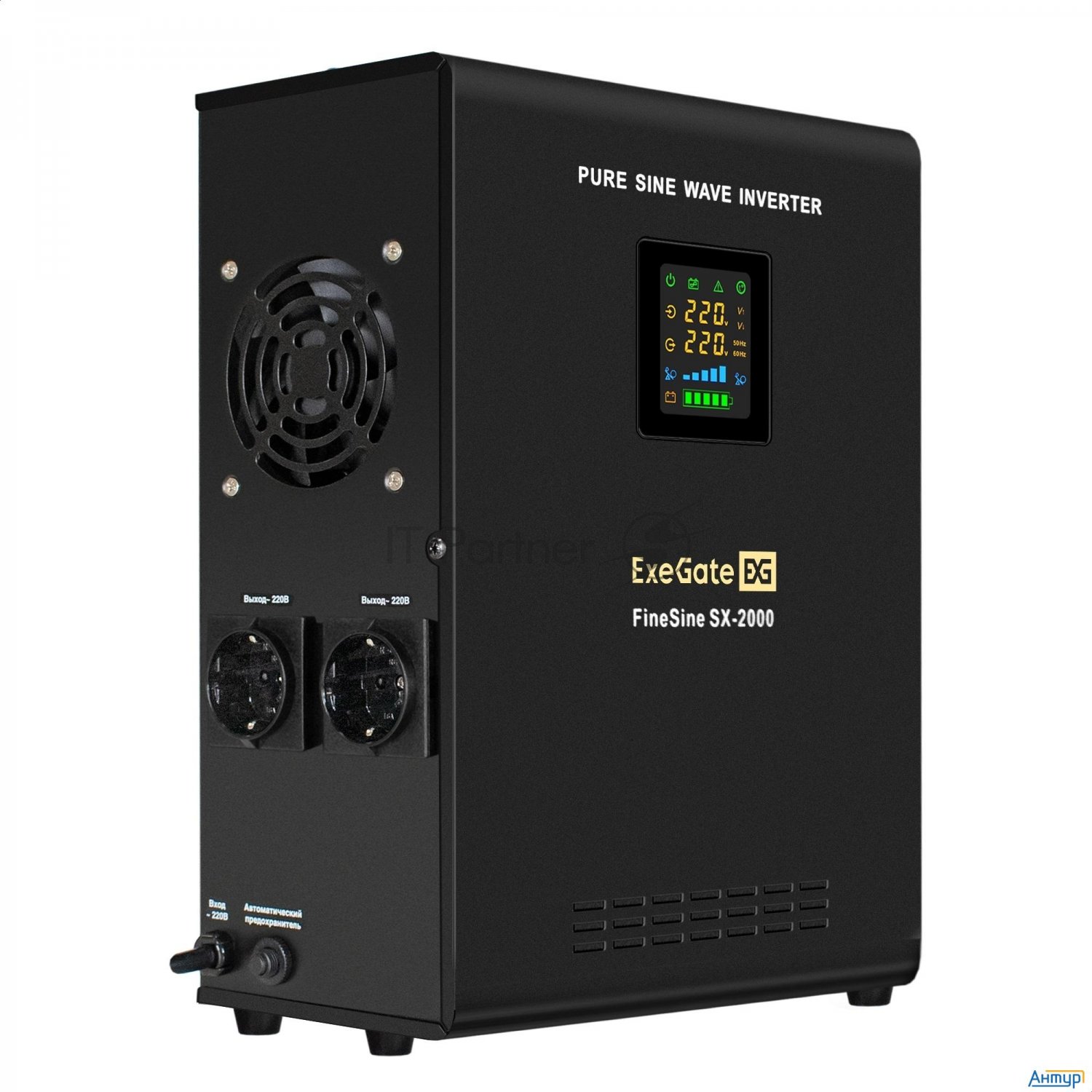 ИБП (инвертор, синус, для котла, настенный) Exegate Finesine Sx-2000.lcd.avr.2sh <2000va/1400w, чист