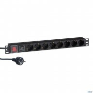 Блок розеток горизонтальный Exegate Serverpro Pdu-19h807 Al-8s-eu2-sw-spd1, 19", 1u, Алюминий, 8 Sch