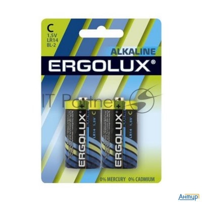 Элемент питания алкалиновый Lr14 Bl-2 Lr14 Bl-2 1.5В Alkaline (блист.2шт) Ergolux 11751