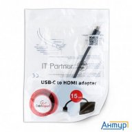Переходник Cablexpert Usb Type-c/hdmi, 15см, пакет (a-cm-hdmif-01)