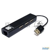 Кабель-адаптер 5bites Ua2-45-06bk  Usb2.0 / 3*usb2.0 / Rj45 100mb / Black