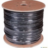 Кабель витая пара F/utp, категория 5e, Pe, 4pr, 24awg, внешний, черный, с тросом, 305 м
