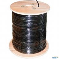 Кабель витая пара F/utp, категория 5e, Pe, 4pr, 24awg, внешний, черный, с тросом, 305 м