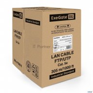 Кабель Exegate Utp 4 пары кат.5e Cca, 25awg, бухта 305м, серый, Pvc