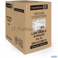 Кабель Exegate Utp 4 пары кат.5e Cca, 25awg, бухта 305м, серый, Pvc