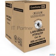 Кабель Exegate Utp 4 пары кат.5e Cca, 25awg, бухта 305м, серый, Pvc