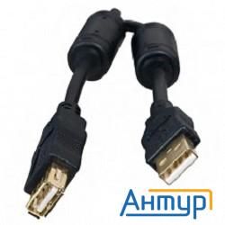 Проф. 5bites Uc5011-030a Usb2.0, Am/af, зол.разъемы, ферр.кольца, 3м., черный